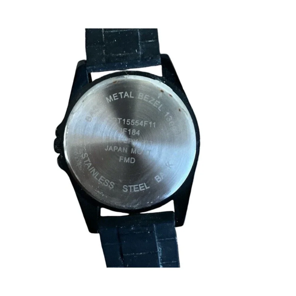 Folio Men's Watch Black Buckle Rubber Band Analog Blue Face 9